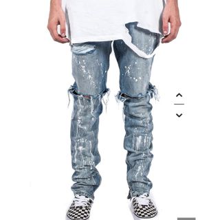 フィアオブゴッド(FEAR OF GOD)のmintcrew ROCKSTAR SKINNY ブリーチペイントスキニーデニム(デニム/ジーンズ)