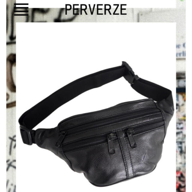 PERVERZE vintage leather body bag black