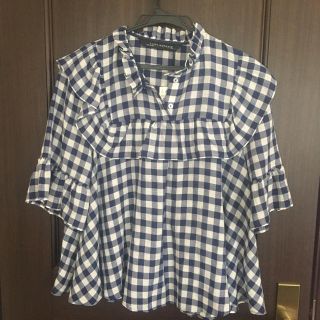 ザラ(ZARA)の★新品未使用★Zara ギンガムチェック ブラウス(シャツ/ブラウス(半袖/袖なし))