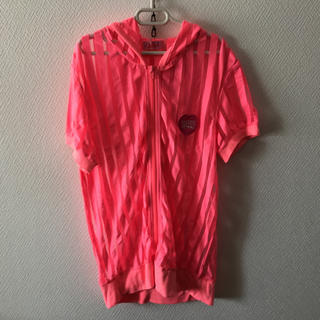 ジェニィ(JENNI)のJENNI 160 蛍光ピンク 半袖 シースルー パーカー(Tシャツ/カットソー)