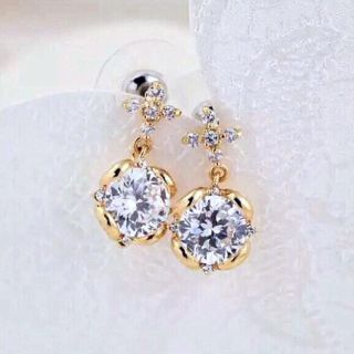 14K鍍金 ダイヤCZドロップピアス(ピアス)