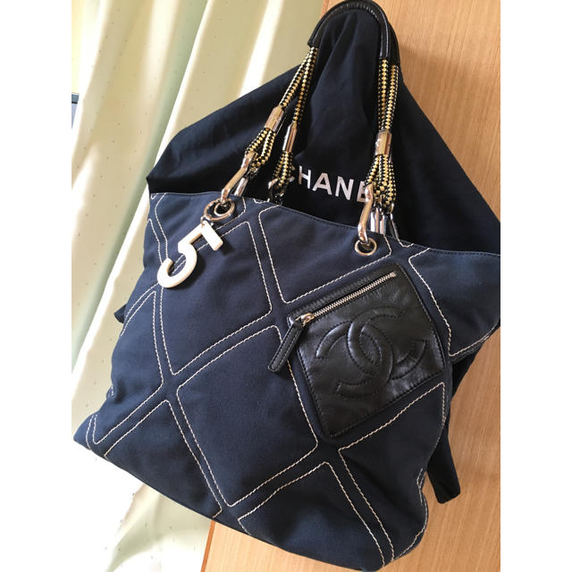 シャネルCHANEL＊紺布製トートバッグ＊綺麗め