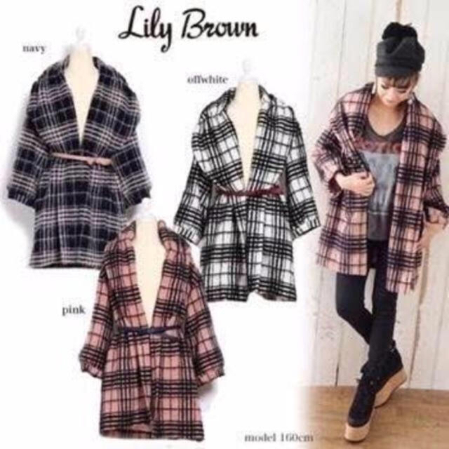 Lily Brown(リリーブラウン)の最終値下げ売り切ります☆コメント下さい☆Lilybrown ガウンチェックコート レディースのジャケット/アウター(ガウンコート)の商品写真