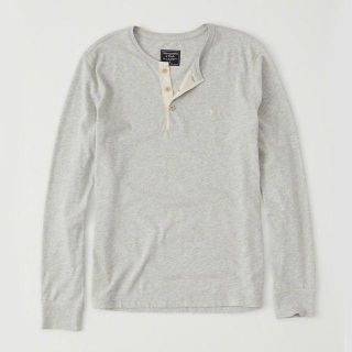 アバクロンビーアンドフィッチ(Abercrombie&Fitch)の★新品★アバクロンビー&フィッチ★長袖ヘンリーTシャツ (Grey/M)(Tシャツ/カットソー(七分/長袖))