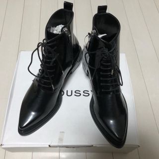 マウジー(moussy)の【新品】MOUSSY ポインテッドトゥ レースアップブーツ L ブラック ブーツ(ブーツ)