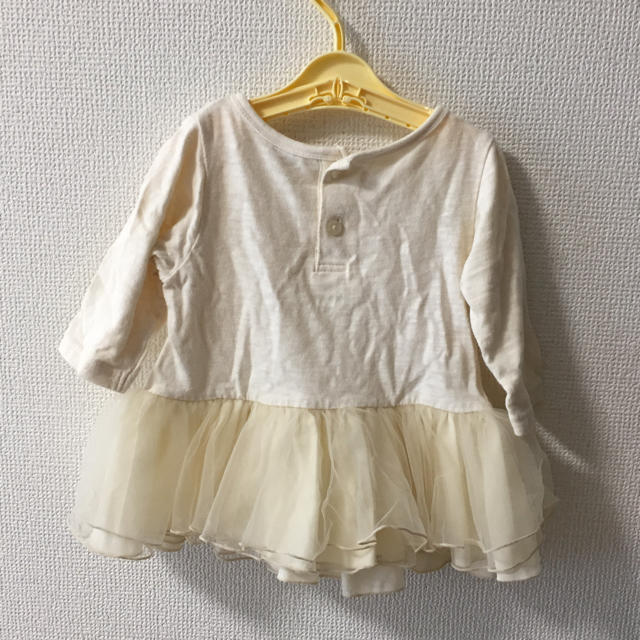 petit main(プティマイン)のpetitmain チュール付きトップス 花刺繍 90 アイボリー キッズ/ベビー/マタニティのキッズ服女の子用(90cm~)(Tシャツ/カットソー)の商品写真