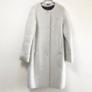 ジルサンダー(Jil Sander)のjilsander ジルサンダー  モヘアコート グレー ホワイト 美品(ロングコート)