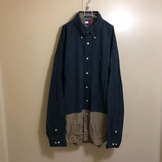 トミーヒルフィガー(TOMMY HILFIGER)の良品 90s TOMMYHILFIGER バイカラー チェック シャツ XL(シャツ)