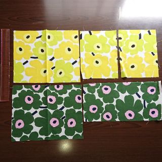マリメッコ(marimekko)のマリメッコ 生地 はぎれ ハギレ ミニウニッコ イエロー グリーン(生地/糸)