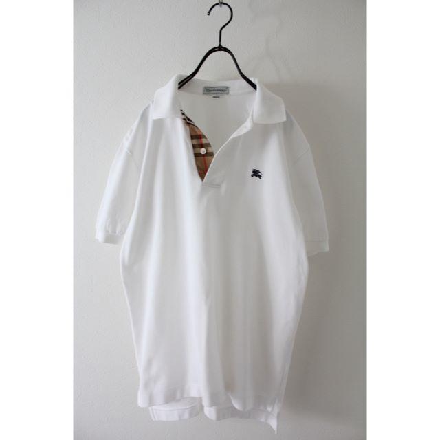 BURBERRY(バーバリー)のバーバリー　ポロシャツ　白　ノバチェック　90s メンズのトップス(ポロシャツ)の商品写真