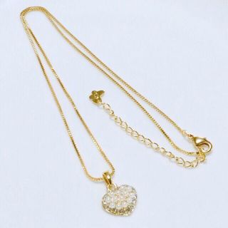 14K鍍金 ダイヤパールハートネックレス(ネックレス)