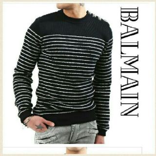 バルマン(BALMAIN)のバルマン ショルダーボタン ニット バイカー ライダース サンローランパリ(ニット/セーター)