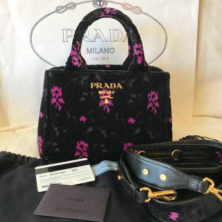 プラダ(PRADA)のまりちゃん様専用 プラダ  未使用 花柄 カナパ ベルベット  1BA038(ショルダーバッグ)