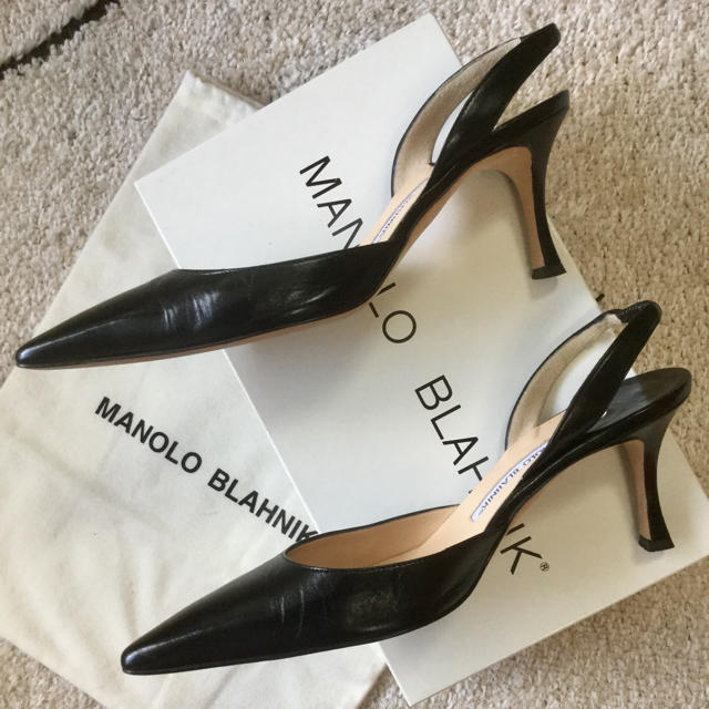 【美品】Manolo Blahnik マノロブラニク 24.5 キャロリン 黒