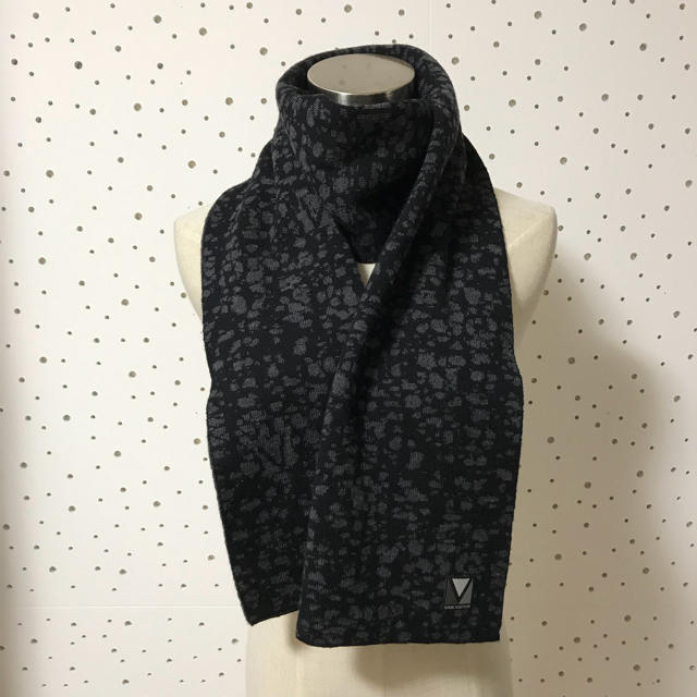 本物 美品 ルイヴィトン ウール100% マフラー ストール 黒×グレー-