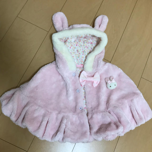 mezzo piano(メゾピアノ)のメゾピアノ ベビー  うさぎ耳  ポンチョ 美品 キッズ/ベビー/マタニティのベビー服(~85cm)(ジャケット/コート)の商品写真