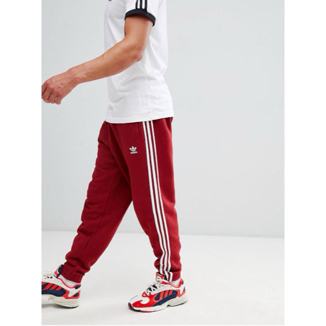 【Mサイズ】新品タグ付 adidas 3ストライプ ジョガーパンツ レッド | フリマアプリ ラクマ