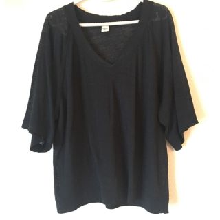 ロンハーマン(Ron Herman)のロンハーマン♡黒リネンＶネックプルオーバー超美品(Tシャツ(半袖/袖なし))