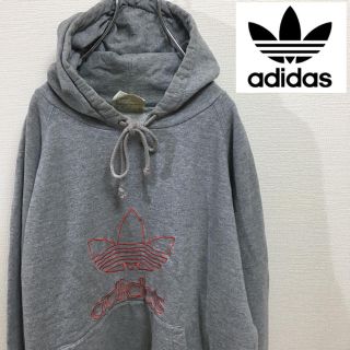 アディダス(adidas)の【adidas】90's 希少 ビッグロゴ 刺繍 プルオーバー パーカー L(パーカー)