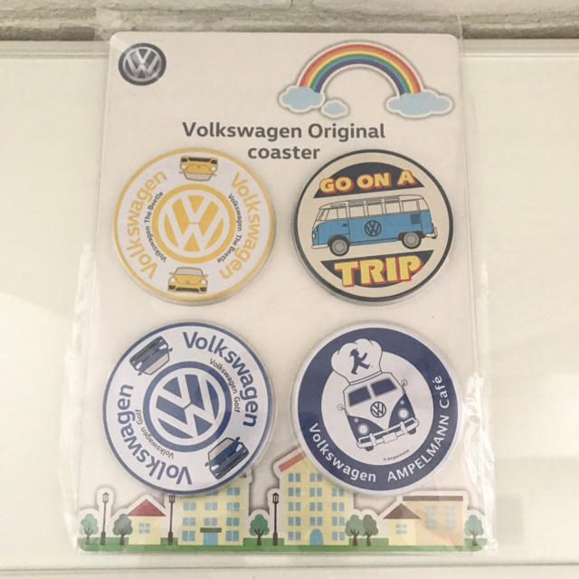 Volkswagen(フォルクスワーゲン)のフォルクスワーゲン（VW） 新品 コースター4枚セット 新品 エコバッグ  エンタメ/ホビーのコレクション(ノベルティグッズ)の商品写真