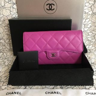 シャネル(CHANEL)のKUMA-YU様 専用 シャネル 正規品 三折り財布 ピンク マトラッセ(財布)