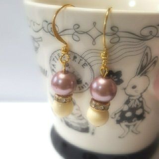 秋色パープルパールピアス(ピアス)