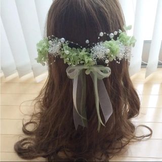 ヘットドレス かすみ草♡紫陽花 グリーン(ヘッドドレス/ドレス)