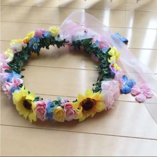 花かんむり ひまわり♡ピンク♡青(ヘアアクセサリー)