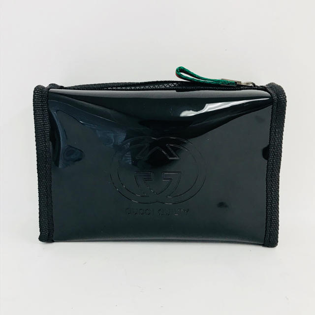 Gucci(グッチ)の【美品】GUCCI グッチ ノベルティー GGロゴ ポーチ黒 エナメル レディースのファッション小物(ポーチ)の商品写真