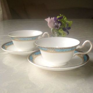 ウェッジウッド(WEDGWOOD)の美品♪　2客ウェッジウッド　カーゾン　カップ＆ソーサー　ピオニー(グラス/カップ)