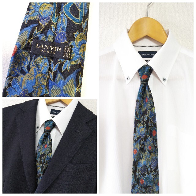 LANVIN(ランバン)のLANVIN シルク 総柄 ネクタイ フランス製 メンズのファッション小物(ネクタイ)の商品写真