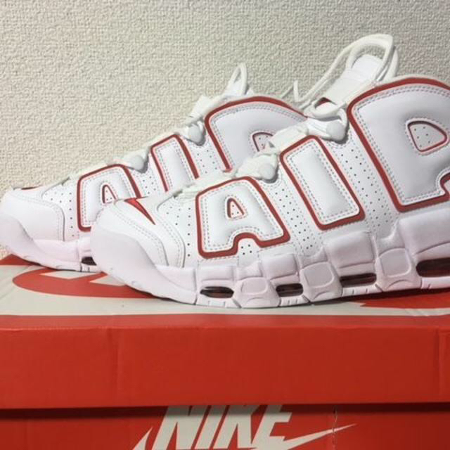 【新品】28cm モアテン uptempo ホワイト/レッド靴/シューズ