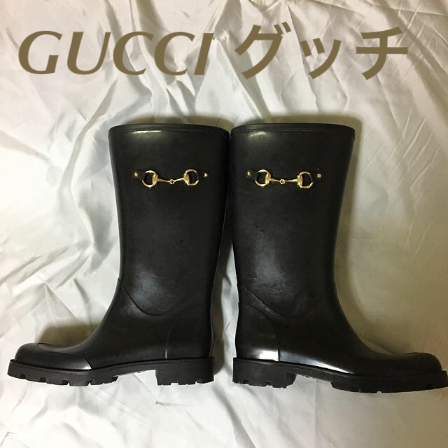 Gucci(グッチ)のグッチ ホースビッド ラバー 長靴37ブラック レディースの靴/シューズ(レインブーツ/長靴)の商品写真