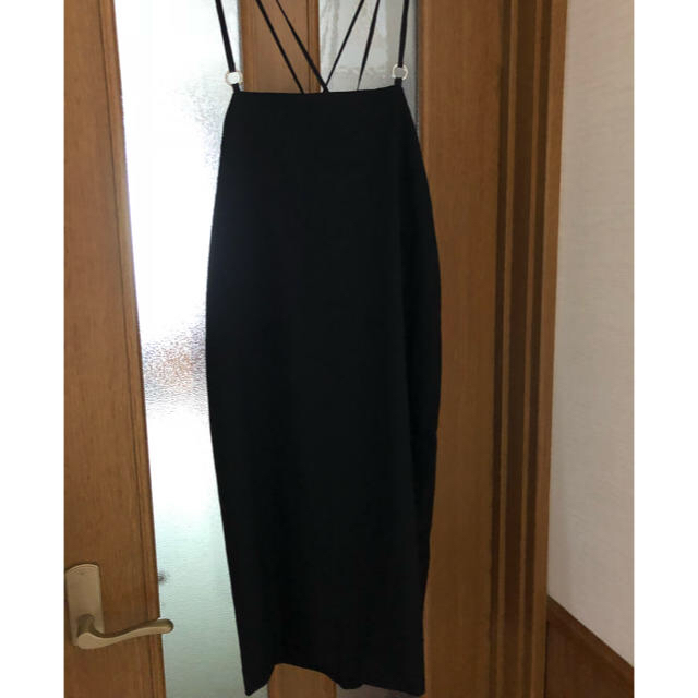 KBF(ケービーエフ)のkbf バッククロスハイウエストスカート ブラック レディースのスカート(ロングスカート)の商品写真