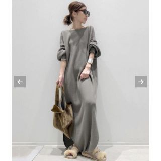 アパルトモンドゥーズィエムクラス(L'Appartement DEUXIEME CLASSE)の新品●AMERICANA Thermal ワンピース●カーキ●(ロングワンピース/マキシワンピース)