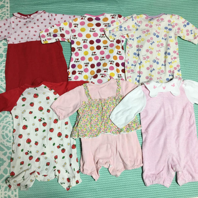 【まとめ売り】女の子用 長袖ロンパース 50-70 6点セット♡ キッズ/ベビー/マタニティのベビー服(~85cm)(ロンパース)の商品写真