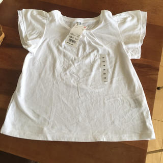 ユニクロ(UNIQLO)の♪未使用♪  UNIQLO 袖フリルT  ホワイト  130(Tシャツ/カットソー)