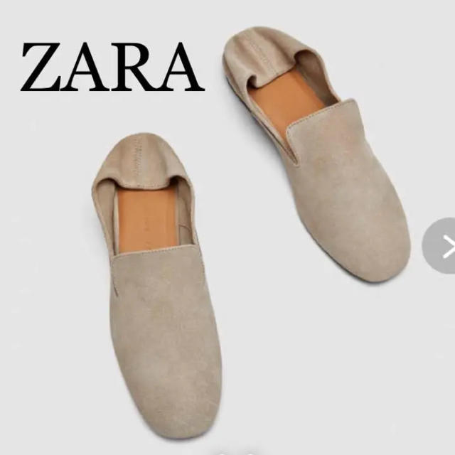 ZARA レザー スリッポン バブーシュ ローファー 新品未使用 38 サンド