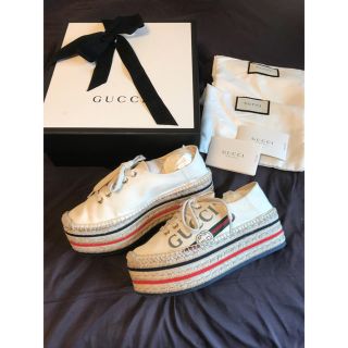 グッチ(Gucci)のgucci  今期人気  gucci ロゴ 厚底 エスパドリーユ 36 (スニーカー)