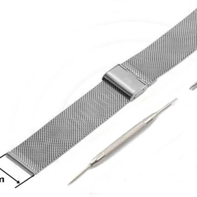 腕時計 交換ベルト メッシュ シルバー 18mm ステンレス メンズの時計(金属ベルト)の商品写真