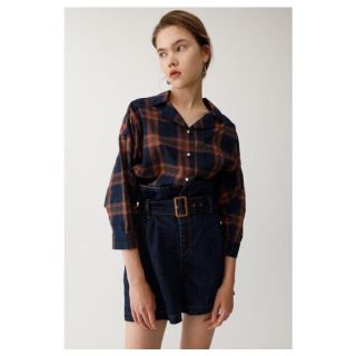 マウジー(moussy)の【moussy】FAUX PEARL TARTAN BLOUSE★F(シャツ/ブラウス(長袖/七分))