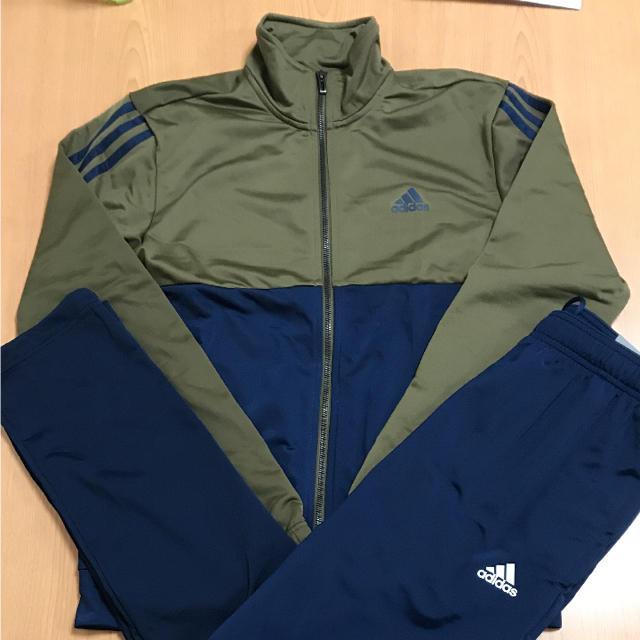 Lサイズ adidas メンズ ジャージ上下セット カーキ×ネイビー | フリマアプリ ラクマ