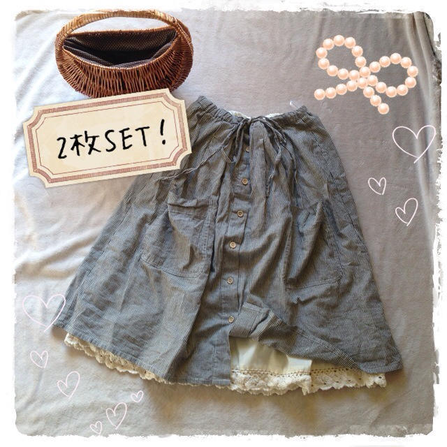 2枚SET！❁スカート＋生成りペチコート レディースのスカート(ひざ丈スカート)の商品写真