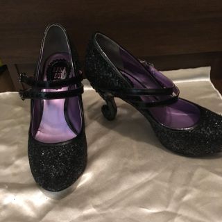 アナスイ(ANNA SUI)のANNA SUI 猫足パンプス 黒ラメ(ハイヒール/パンプス)