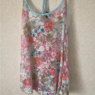 エイチアンドエム(H&M)の花柄 カラフル キャミソール トップス H&M リゾート 水色 ピンク オレンジ(キャミソール)