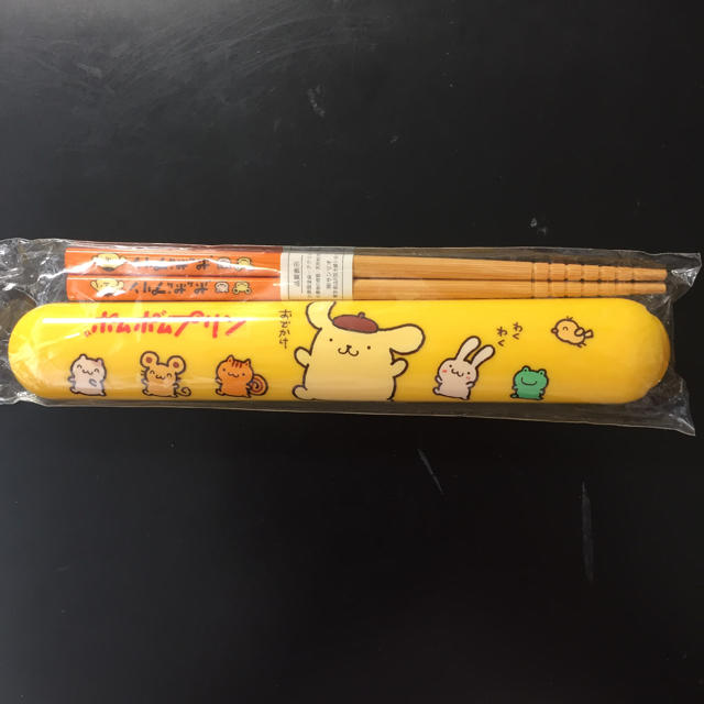 ポムポムプリン(ポムポムプリン)のポムポムプリン お箸 お箸ケースセット  サンリオ  ランチ 新品 インテリア/住まい/日用品のキッチン/食器(弁当用品)の商品写真