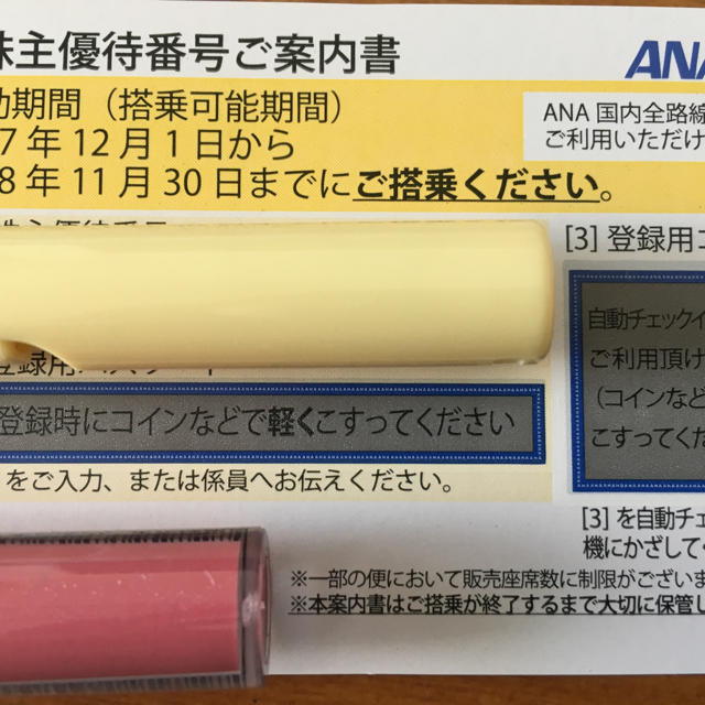 チケット専用！ANA株主優待2枚