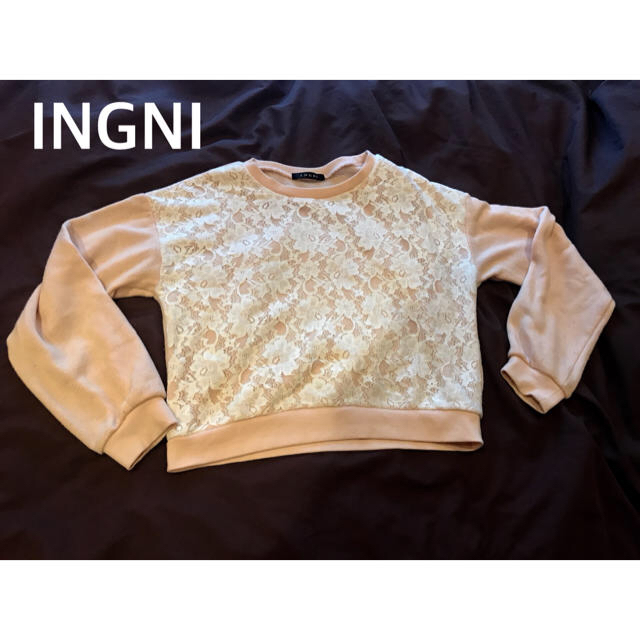 INGNI(イング)のイング INGNI トレーナー スウェット カットソー レース 長袖 ピンク 白 レディースのトップス(カットソー(長袖/七分))の商品写真