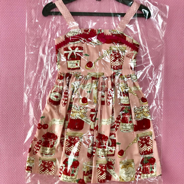 Shirley Temple(シャーリーテンプル)の【新品】♡シャーリーテンプル ジャム瓶プリント ジャンパースカート♡ キッズ/ベビー/マタニティのキッズ服女の子用(90cm~)(ワンピース)の商品写真