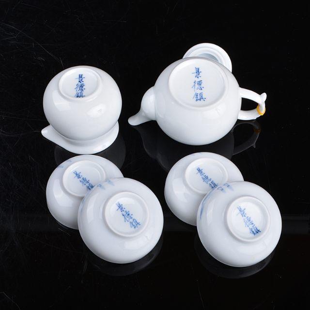 中国　景徳鎮　青花　山水図　茶器セット　R206 3